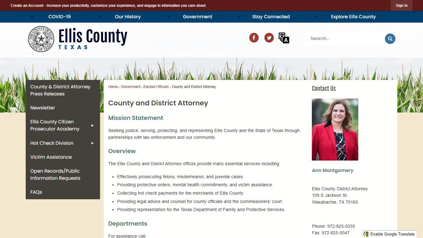 County and District Attorney | Ellis County, TX Official Website